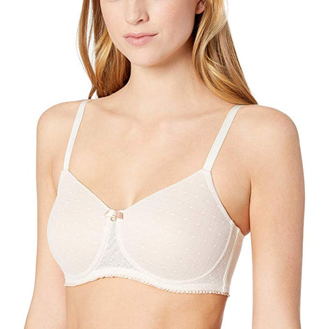 Amoena Jade Wire Free Padded Molded Cup Seamless Lace Bra Off White Bra 44357