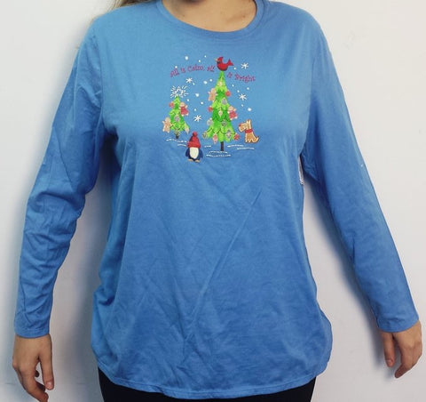 Just My Size Christmas Holiday Long Sleeved T-Shirt