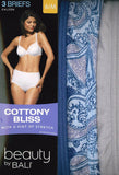 Beauty By Bali 3 Pair Hipster Panties Cottony Bliss Size Style #UT40AS