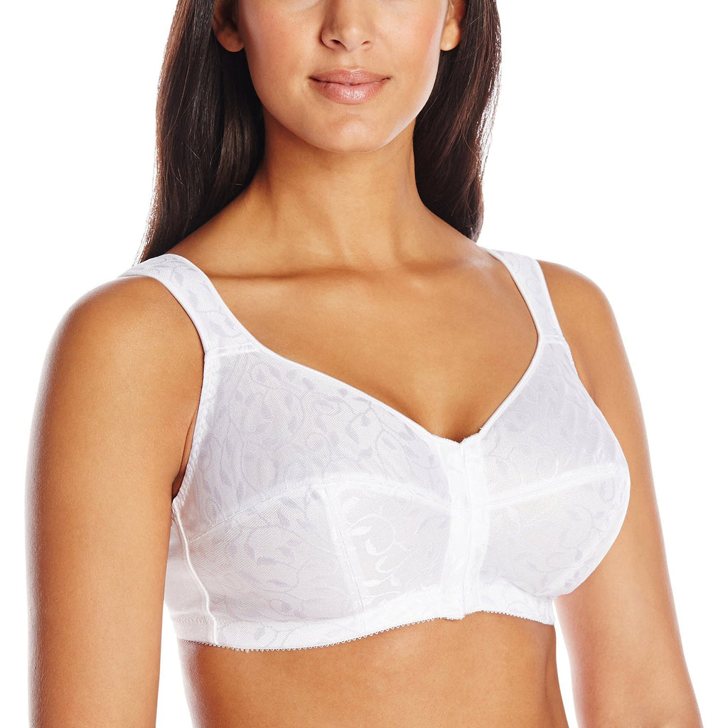 Women's White Bra Front Clasp Size 40D Wire Free.