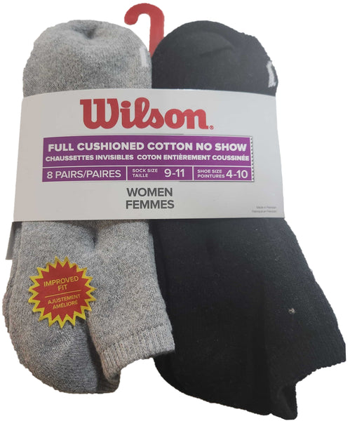 Wilson 8 Pairs Women's Full Cushioned Cotton No Show Socks RW7408W