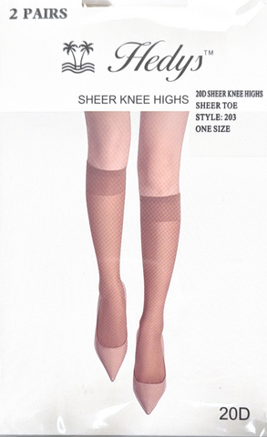 Hedy's Women's 20D Knee Highs Pantyhose 203 2-Pack