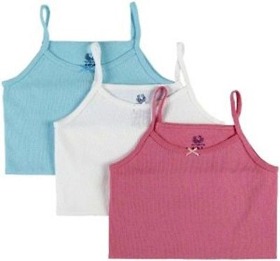 Hanes Big Girls 3 Pack Camisoles In Assorted Colors Large (10-12) White Blue