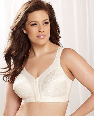 Playtex Women's Front-Close Bra with Flex Back #4695 in Beige, White, and Black