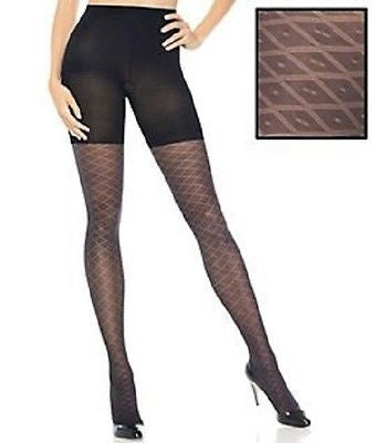 Assets by Sara Blakely Textured Shaping Preppy Diamond Tights 1658 Black