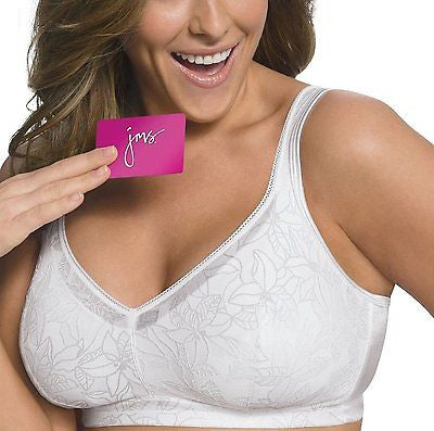 New Just My Size Women's Soft Support Wirefree Pocket Bra Style #1285 in White