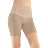 Assets by Sara Blakely, Woman's Chic Peek Mid-Thigh Shaper Style 1155 In Nude & Black