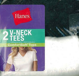New Hanes Women's Assorted Jersey V-Neck T-Shirts 51W2BK Black Grey White Aqua