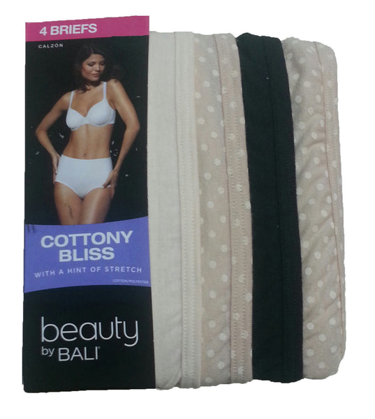 Bali Women's UG40WP Cottony Bliss Brief 4-Pack Assorted