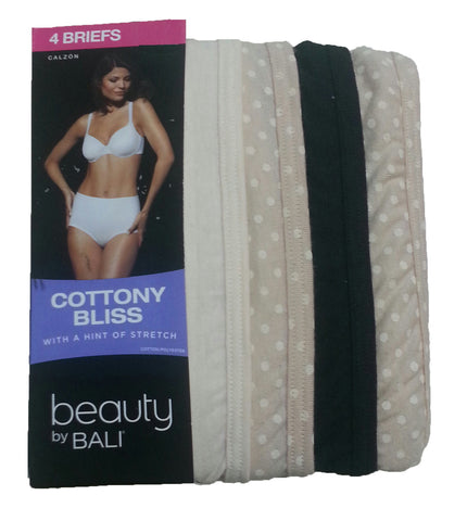 Bali Women's UG40WP Cottony Bliss Brief 4-Pack Assorted