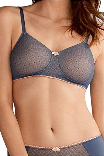 Amoena Jade Wire Free Padded Molded Cup Seamless Lace Bra Blue Bra