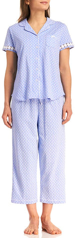 Karen Neuburger Women's Pajama Short Sleeve Dot Girlfriend Capri Crop Pj Set