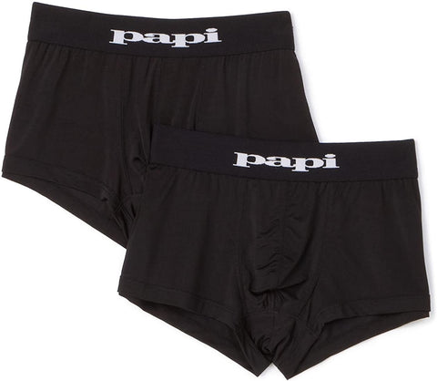 papi Men's Brazilian Cool Trunk Boxer Briefs Pack of 2 Comfort Fitting  Underwear, Stripe-Black/Grey, Medium