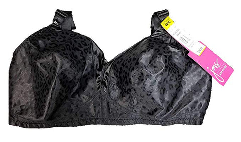 Just My Size Black Leopard Print Satin Wire Free Bra #196T