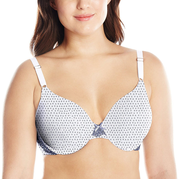 Maidenform Women's One Fab Fit Embellished Extra Coverage Demi Underwire Bra, Navy Tri Dot,34C