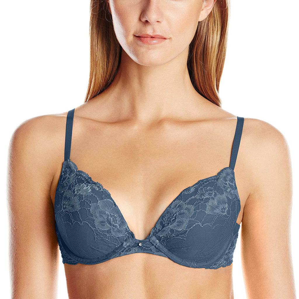 Maidenform Underwire Demi Bra, Best Push-Up Bra with Wonderbra Technology,  Smoothing Lace-Trim Bra with Push-Up Cups, White/Blue Whimsy, 32C :  Maidenform: : Clothing, Shoes & Accessories