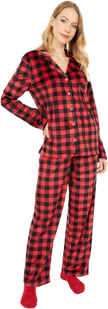 Karen Neuburger Women's Long Sleeve Minky Fleece Pajama Set PJ