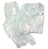 Karen Neuburger Women's Long Sleeve Minky Fleece Pajama Set PJ with Socks