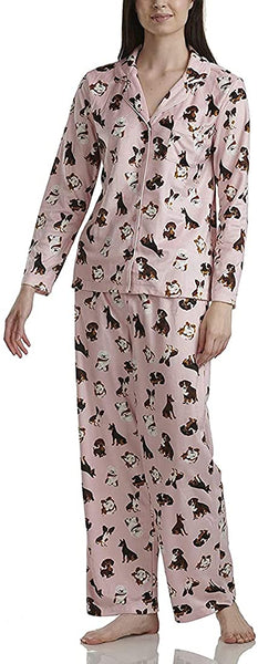 Karen Neuburger Women's Notch Collar Long Sleeve Pajama Set KN-PJGF