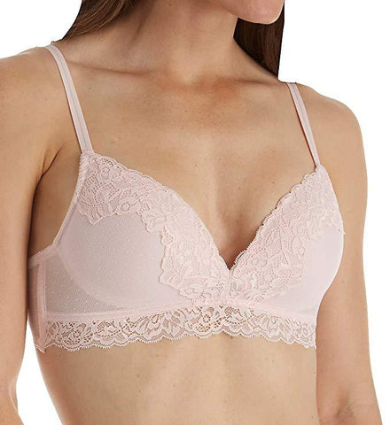 Self Expressions Point d'Esprit Lace Band Bralette Bra (SE1130) 34C/Pink Pirouette