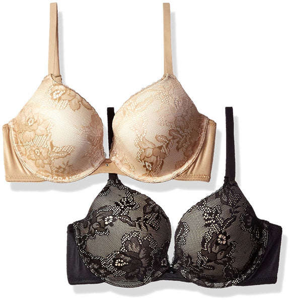 Maidenform Women's Custom Lift With Lace Demi Bra 2-Pack Bundle (1689)