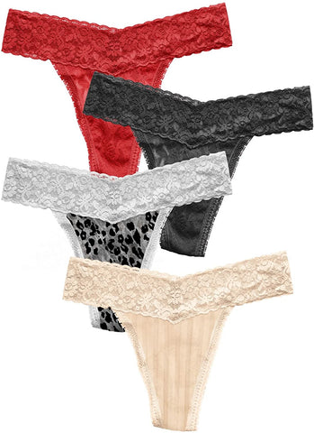 Maidenform One Size Lace Thong - 4 Pack (DMG001)