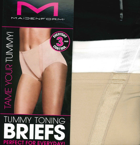 Maidenform Ladies Tummy Toning Briefs 3-Pack Cotton Plain – Atlantic Hosiery