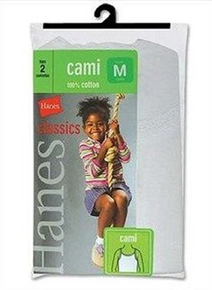 Hanes Girls 2 Pack Camis in White, Style Number 15763 (White, X-Small)
