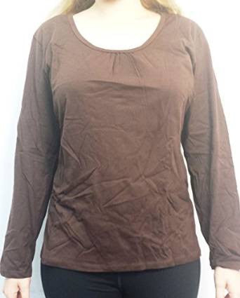 Just My Size Shirred Deep U Neck Long Sleeved Top, Style J188