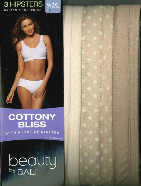 Beauty By Bali 3 Pair Hipster Panties Cottony Bliss Size Style #UT41WP