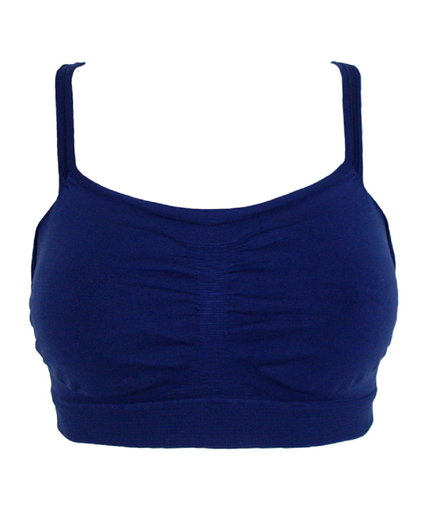 Lison Post-Surgery Mastectomy Bra with straps - Marine blue - front closure
