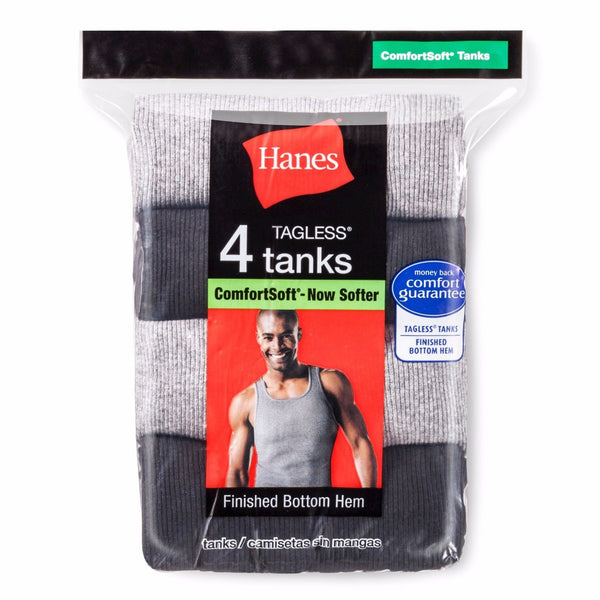 Men's Hanes TAGLESS Ribbed A-Shirt 4-Pack