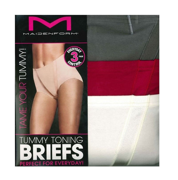 Maidenform Ladies Tummy Toning Briefs 3-Pack 2XL, White, Shadow Pink, Navy